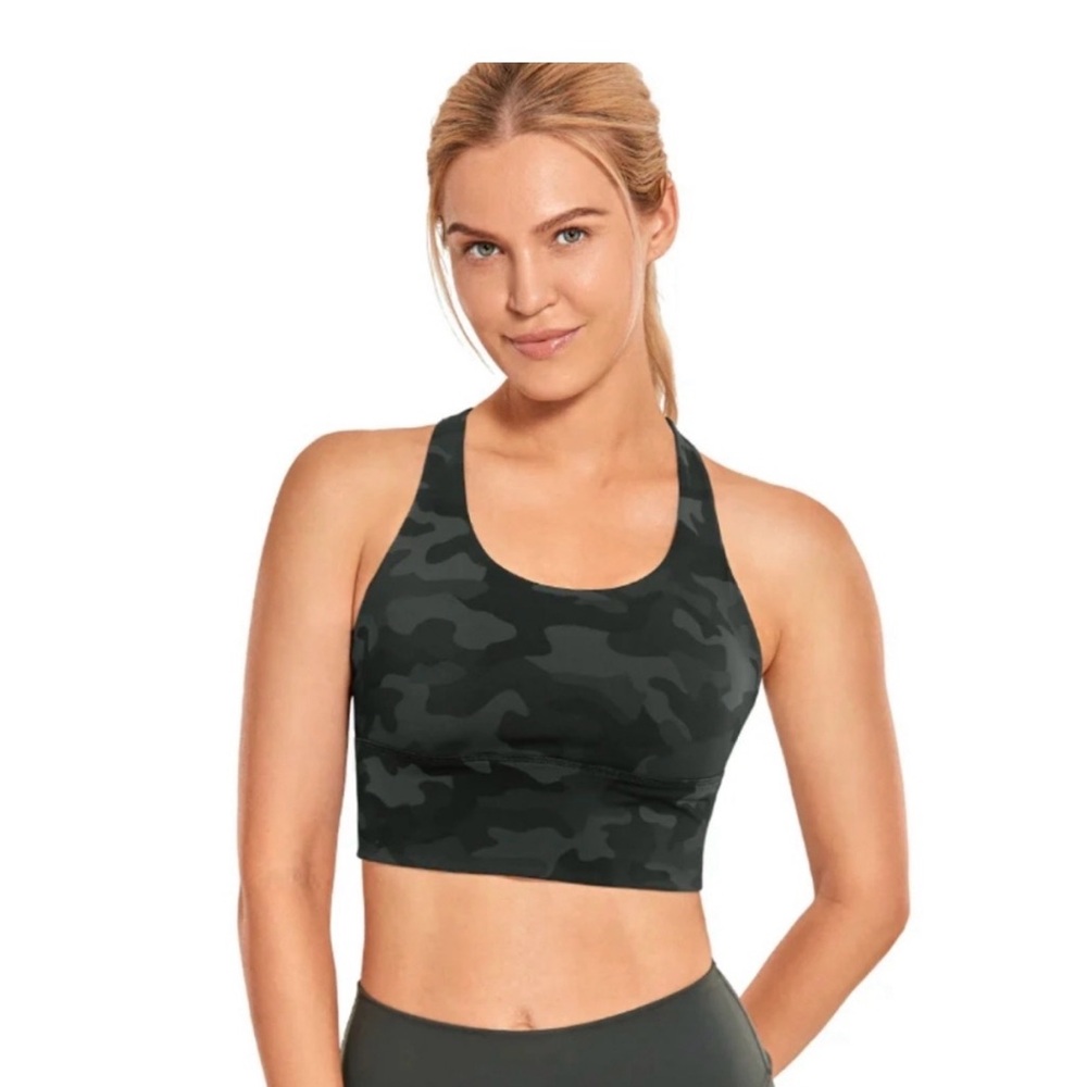CRZ YOGA Strappy Black Camo Sports Bra